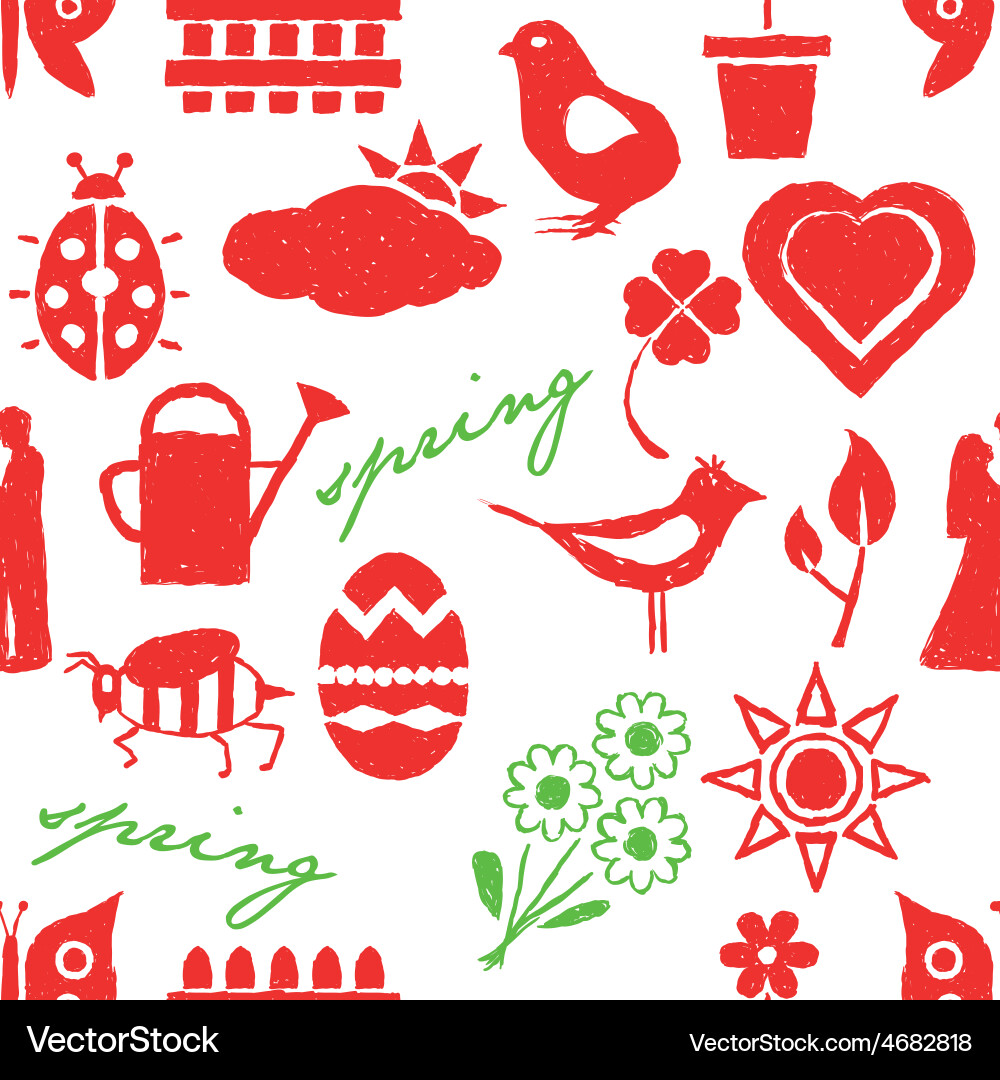 Spring Doodle Pattern vector image