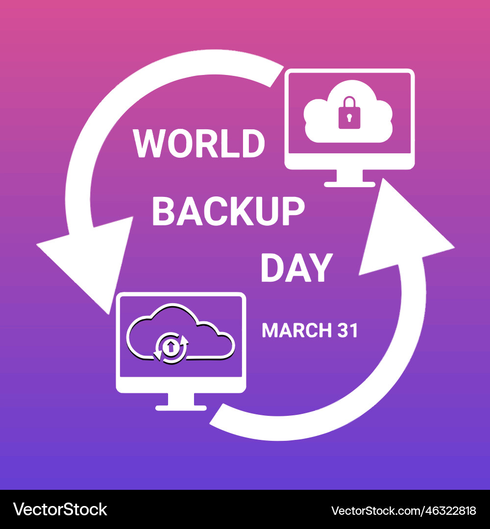 World backup day concept with computer icons over World backup day concept with computer icons over Vector Image