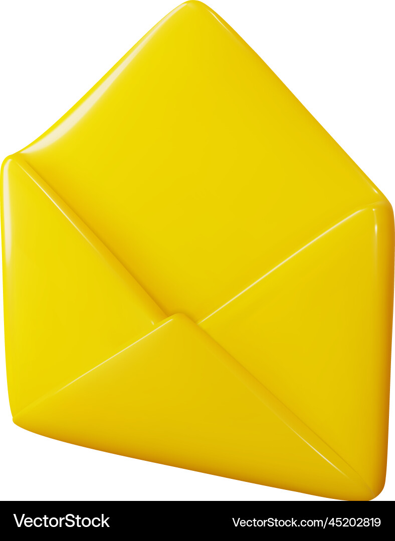 3d open empty mail envelope folded up Vector Image