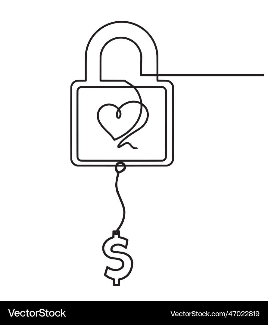 Abstract heart-lock with dollar as continuous Abstract heart-lock with dollar as continuous Vector Image