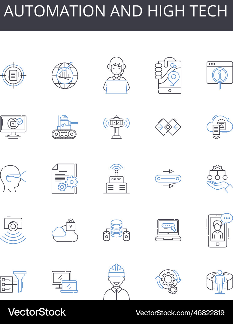 Automation and high tech line icons collection Automation and high tech line icons collection vector image