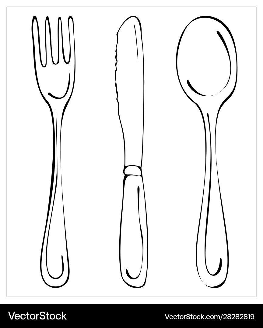 Black silhouette kitchen cutlery fork knife abd Black silhouette kitchen cutlery fork knife abd vector image