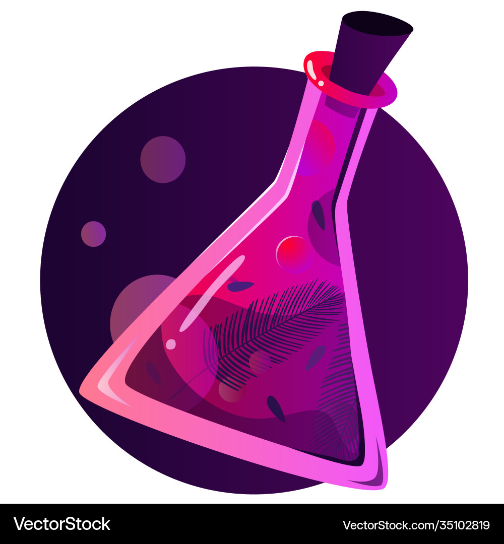 Chemieglasflasche gefüllt mit einer rosa Flüssigkeit Chemieglasflasche gefüllt mit einer rosa Flüssigkeit vektorbild