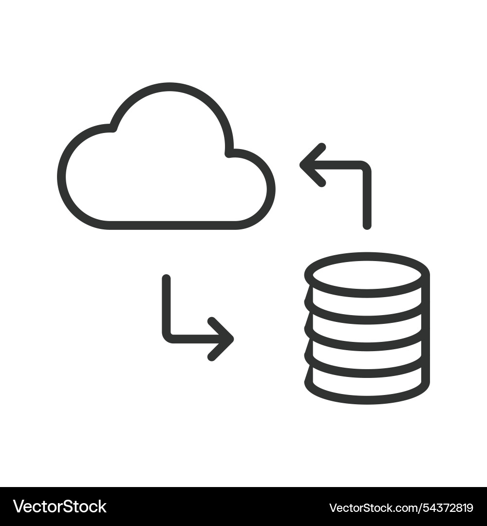 Data transfer to and from cloud icon in line Data transfer to and from cloud icon in line vector image