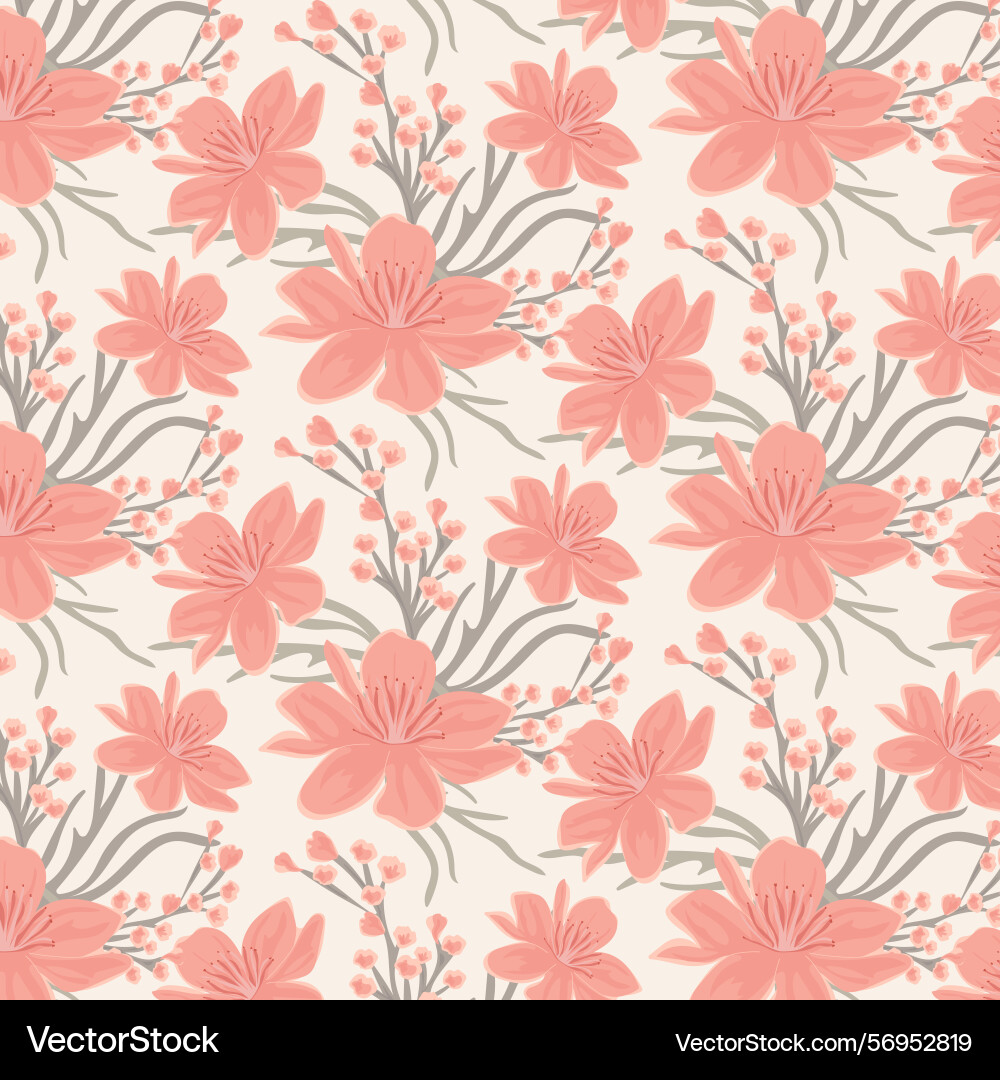 Delicate floral seamless pattern for fabric Delicate floral seamless pattern for fabric Vector Image