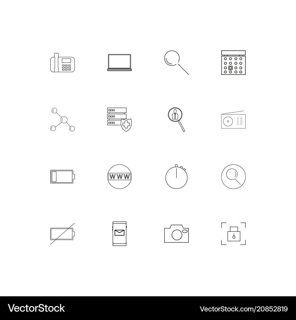 Devices linear thin icons set outlined simple Vector Image