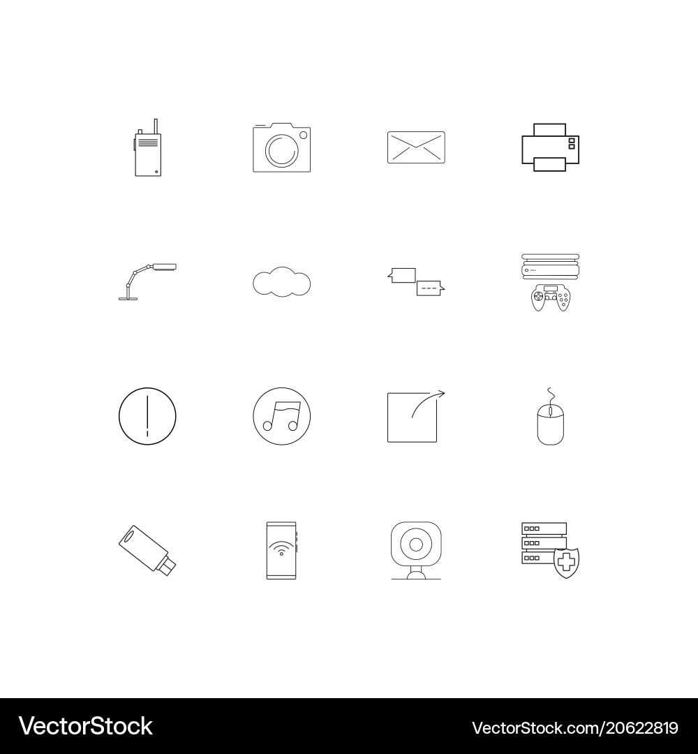 Devices simple linear icons set outlined vector image