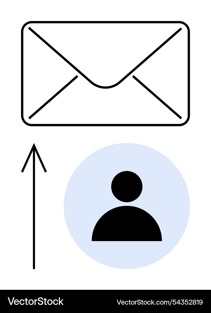 Envelope and user icon with upward arrow Envelope and user icon with upward arrow vector image