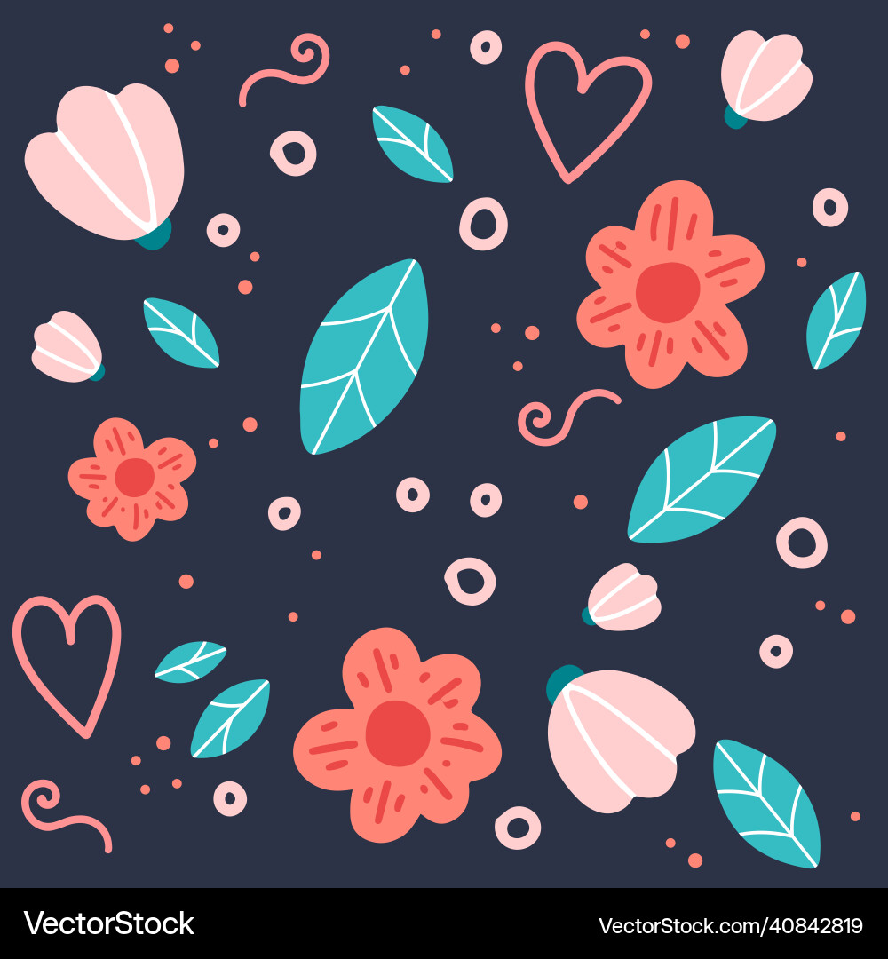 Floral seamless pattern with doodle flowers Floral seamless pattern with doodle flowers vector image