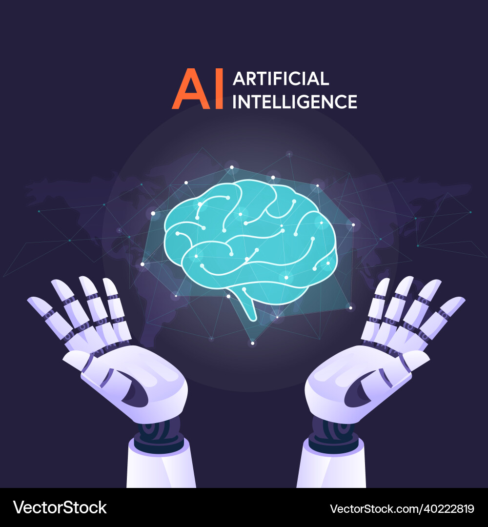 Machine learning ai with digital brain Machine learning ai with digital brain vector image