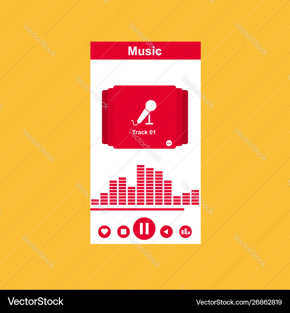 Media player application app template with flat Media player application app template with flat vector image