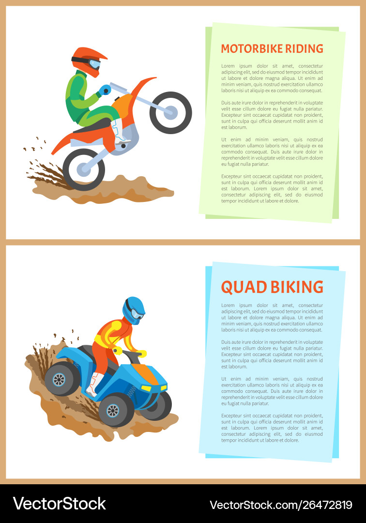 Motorrad Reiten und Quad-Radsport-Set Motorrad Reiten und Quad-Radsport-Set vektorbild