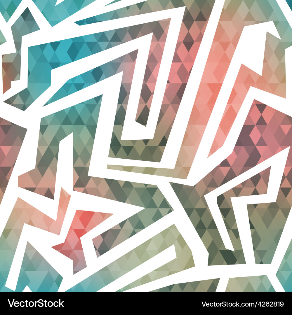 Retro maze seamless pattern with triangle vector image