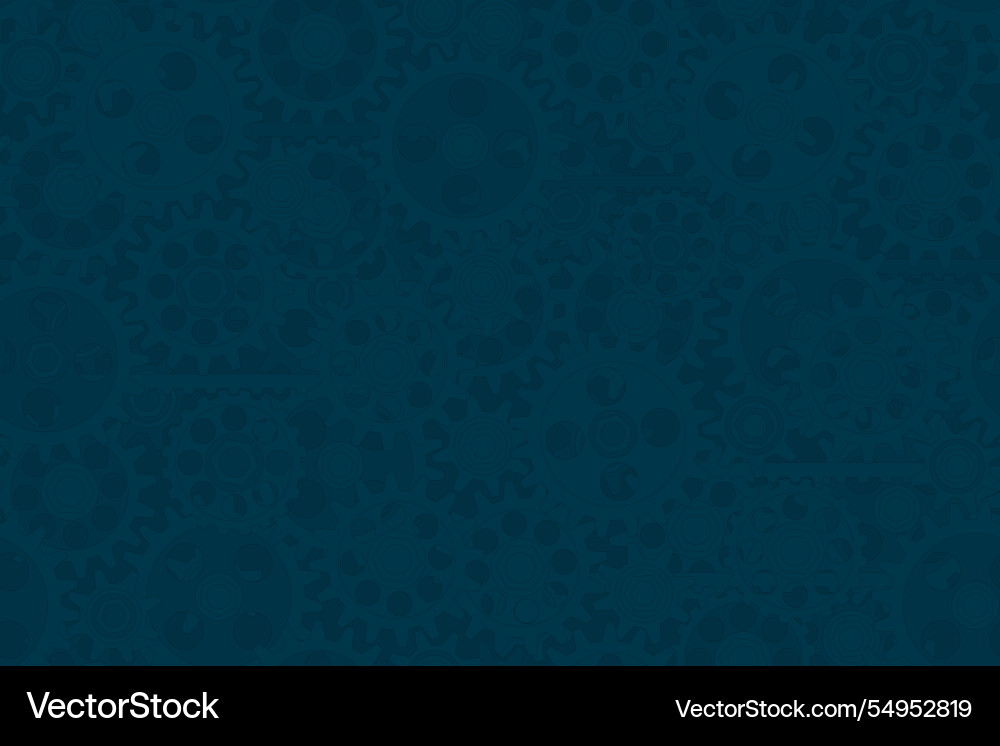 Seamless gears pattern dark blue tech background Vector Image