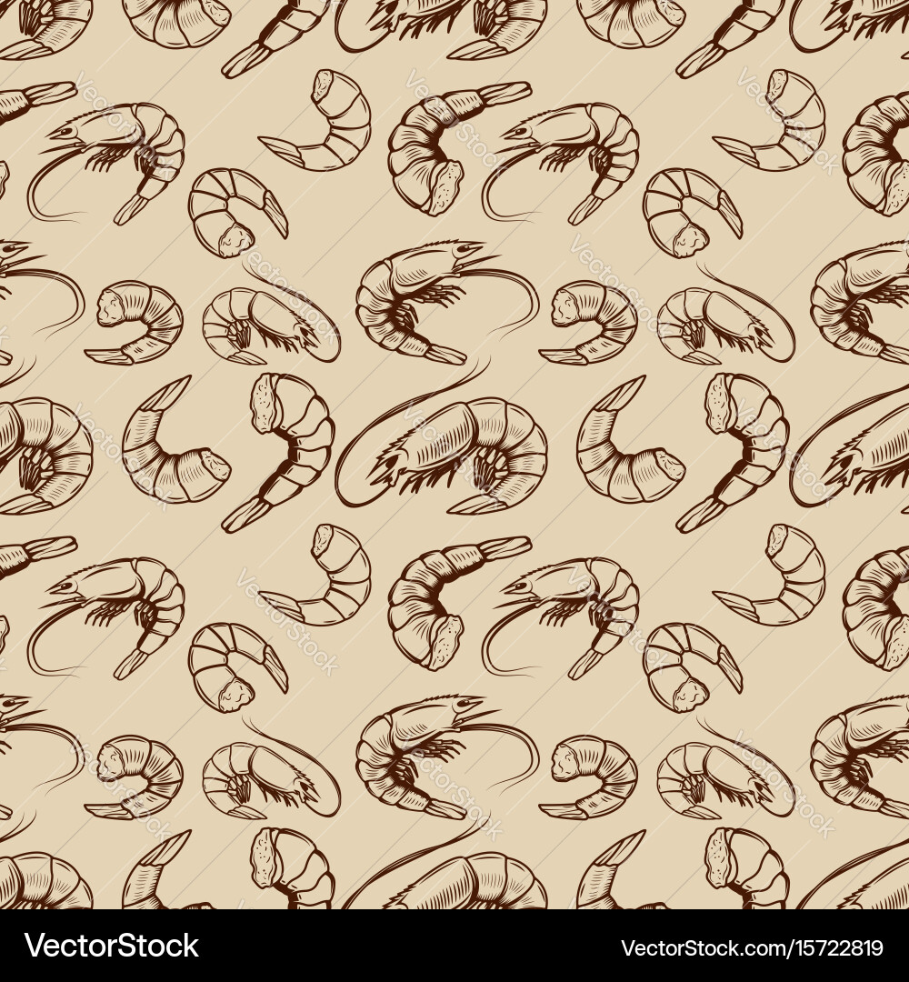 Seamless pattern with shrimps design element vector image