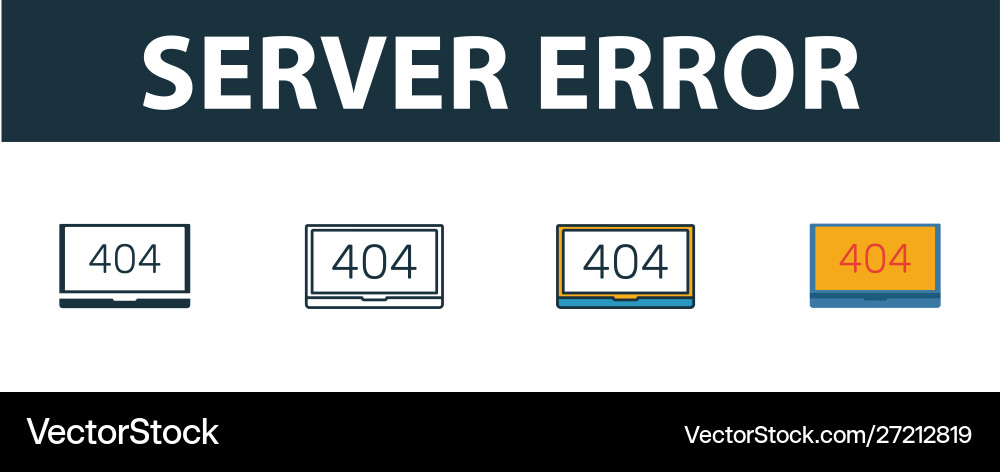 Server error icon set four simple symbols Server error icon set four simple symbols vector image