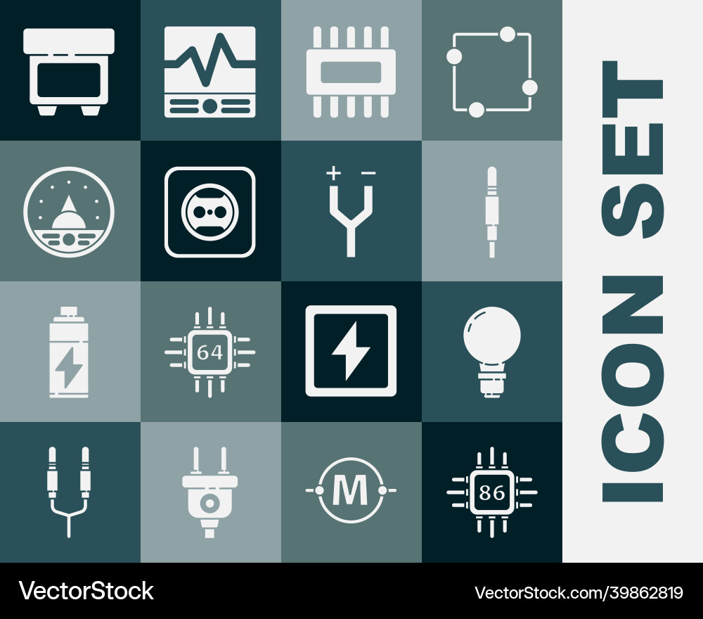 Set processor with microcircuits cpu light bulb Set processor with microcircuits cpu light bulb vector image