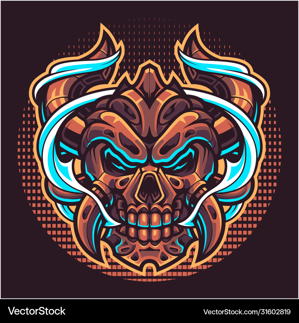 Skull devil head mascot logo Royalty Free Vector Image