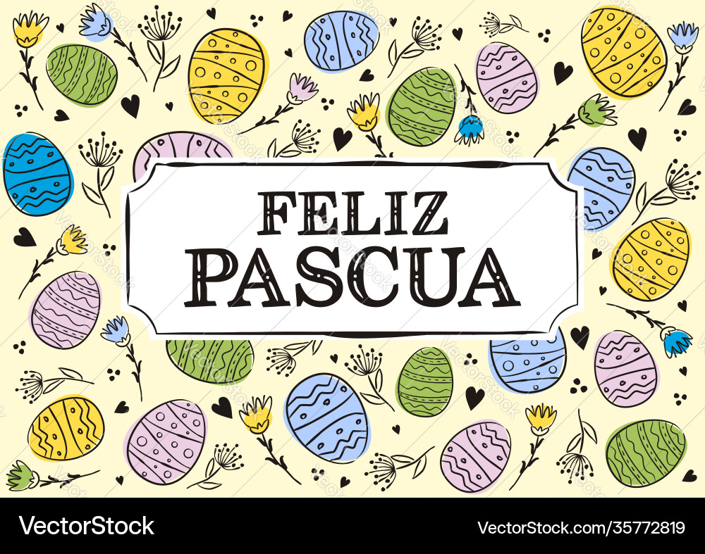 Spanish happy easter greeting card hand drawn Vector Image