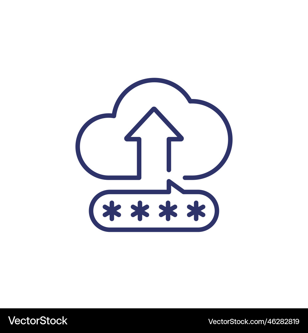 Upload to a secure cloud line icon vector image