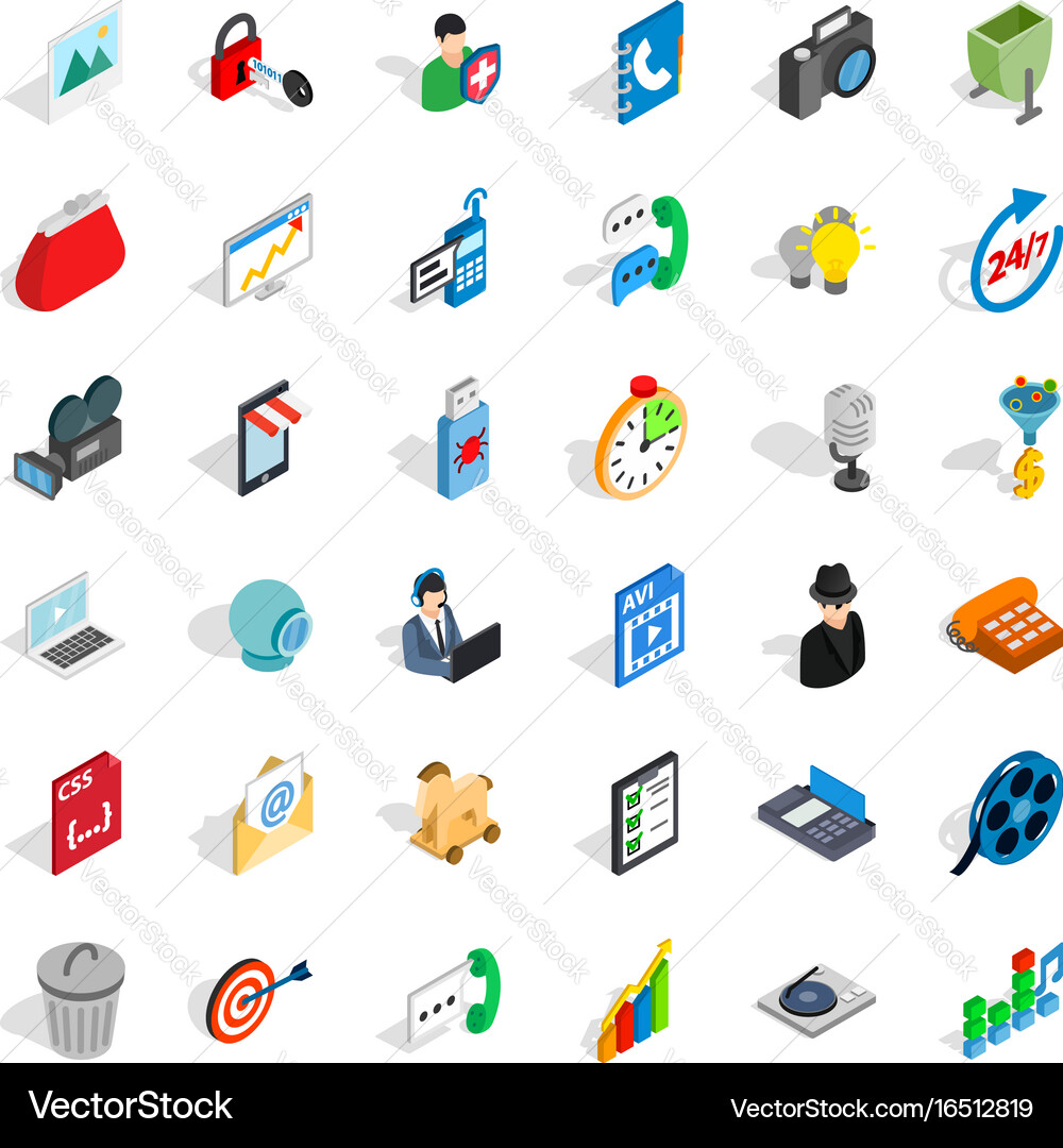 Web mobile icons set isometric style Vector Image
