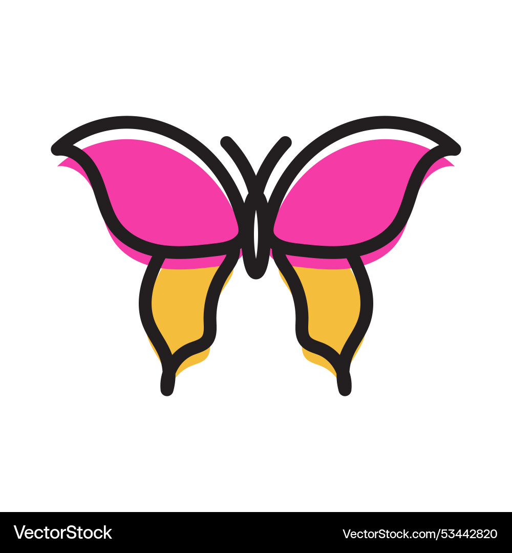 A minimal butterfly icon with fine lines A minimal butterfly icon with fine lines vector image