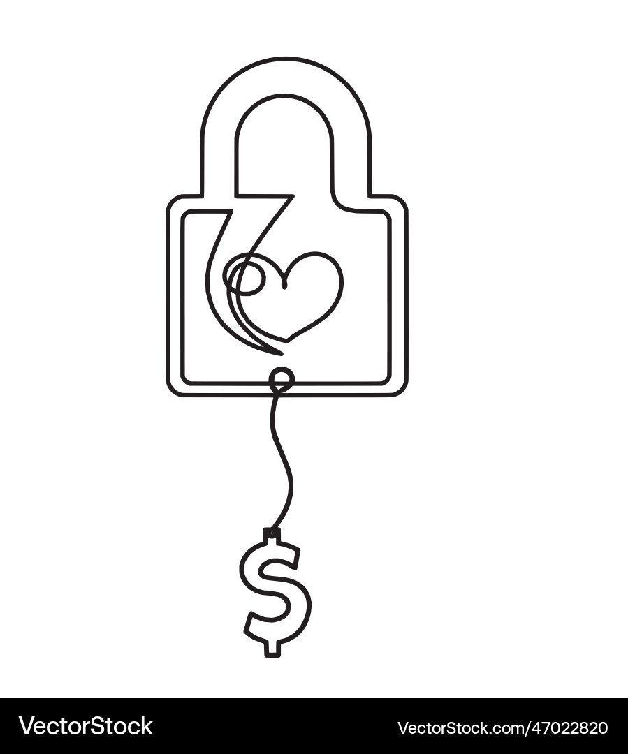 Abstract heart-lock with dollar as continuous Abstract heart-lock with dollar as continuous vector image