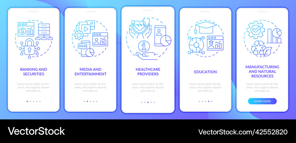 Big data applications types blue gradient vector image