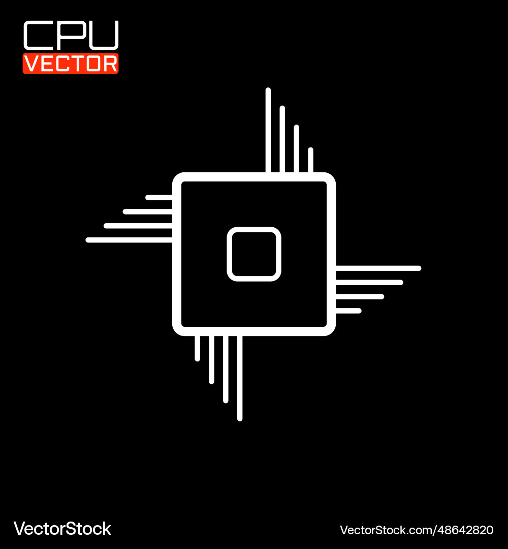 Cpu microprocessor microchip glow logo Vector Image