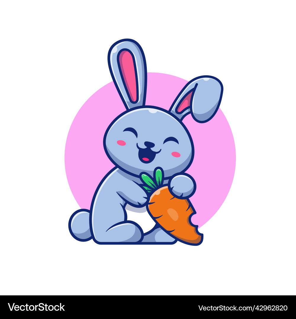 Cute rabbit with carrot cartoon Royalty Free Vector Image