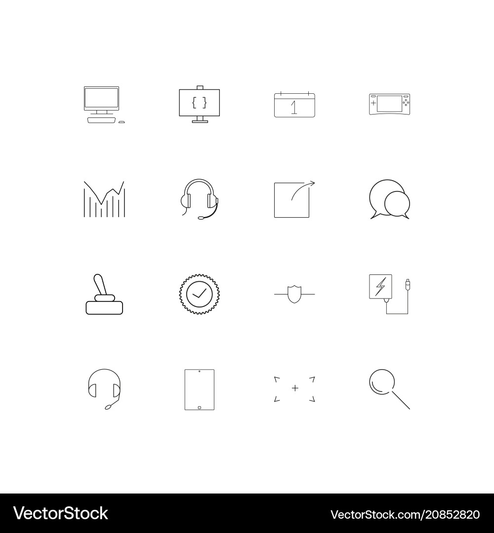 Devices linear thin icons set outlined simple vector image