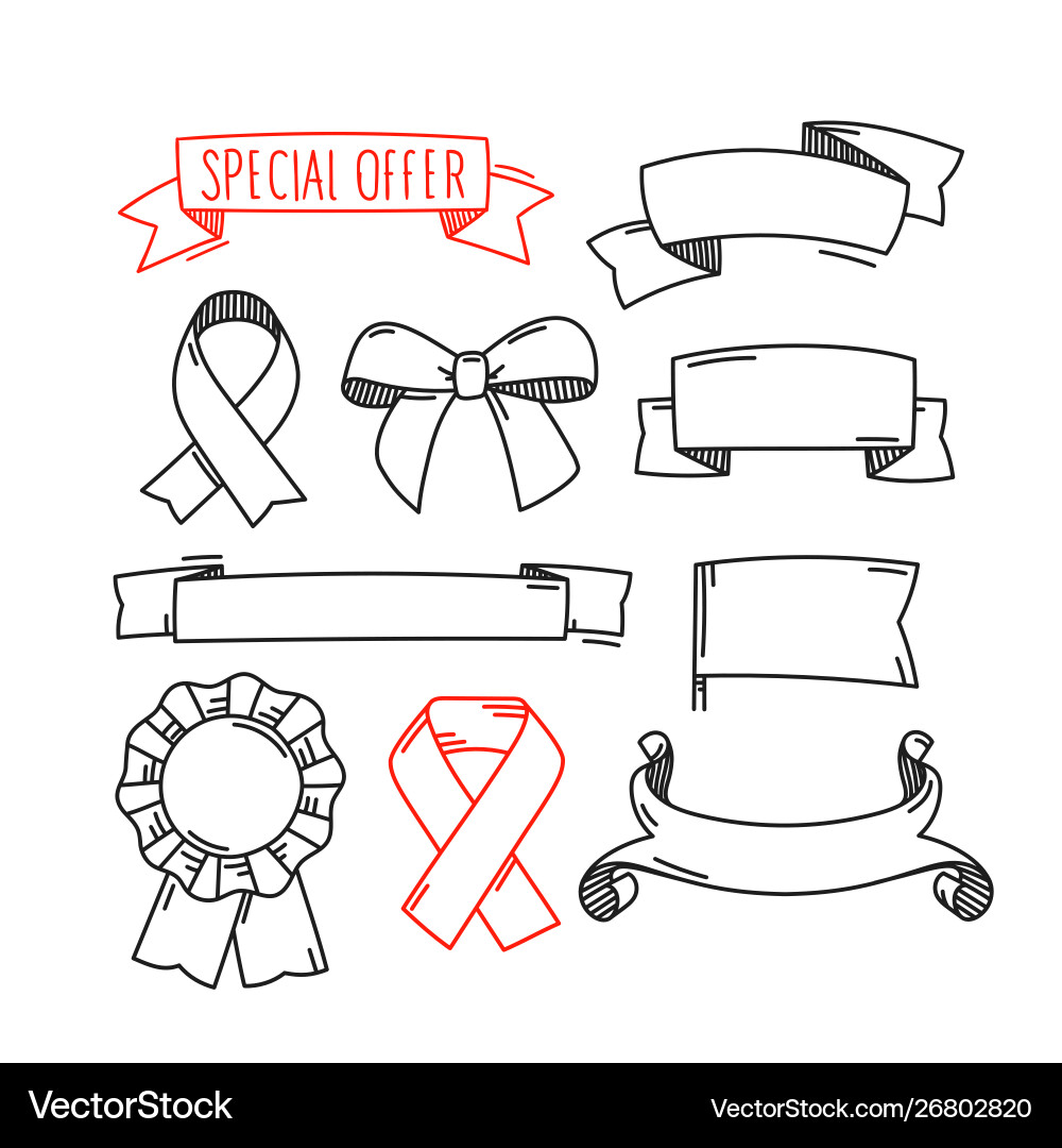 Different retro linear ribbons set ready for text Different retro linear ribbons set ready for text vector image