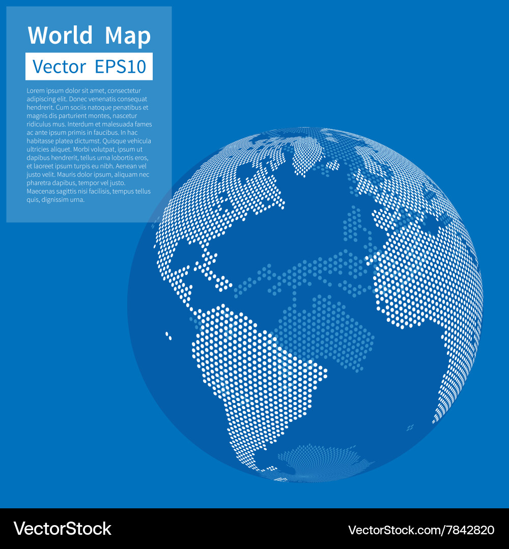Dotted world map background earth globe Royalty Free Vector