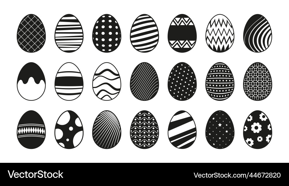 Easter eggs black icons abstract decorative Easter eggs black icons abstract decorative Vector Image