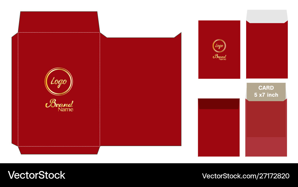 Envelope die cut mock up template vector image