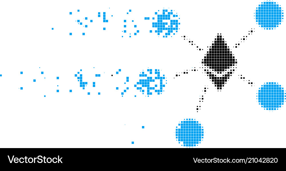Ethereum net structure destructed pixel icon Ethereum net structure destructed pixel icon vector image