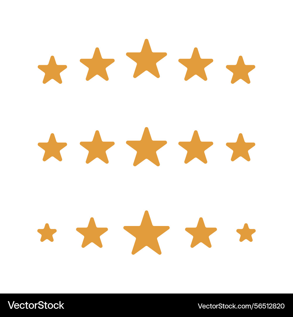 Five stars rating in orange color set isolated Five stars rating in orange color set isolated vector image