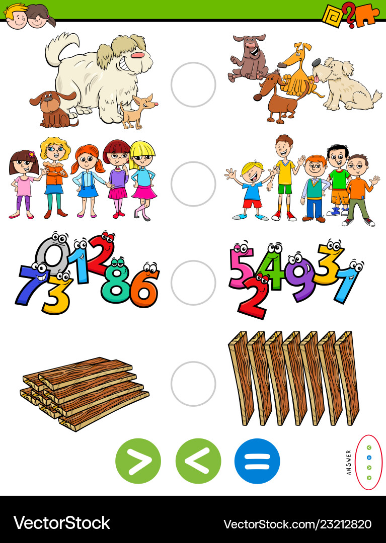 Greater Than, Less Than Puzzle Game vector image