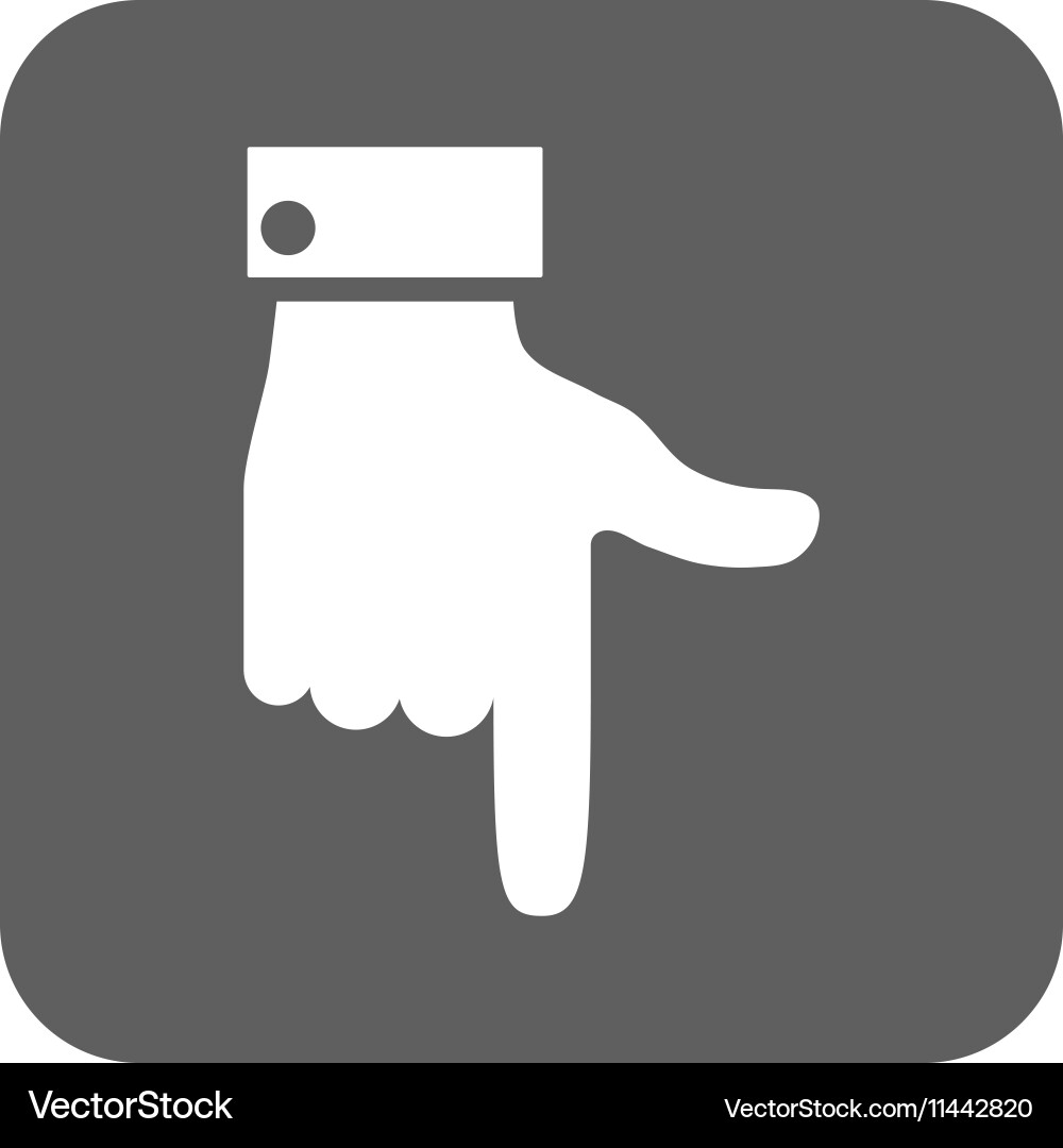 Hand pointer down flat squared icon vector image