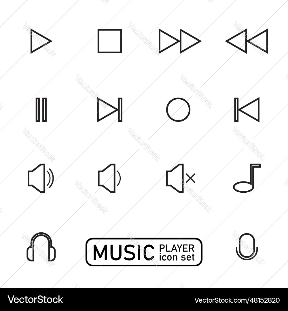 Media Player Icon Set - Audio Controls Vector Image