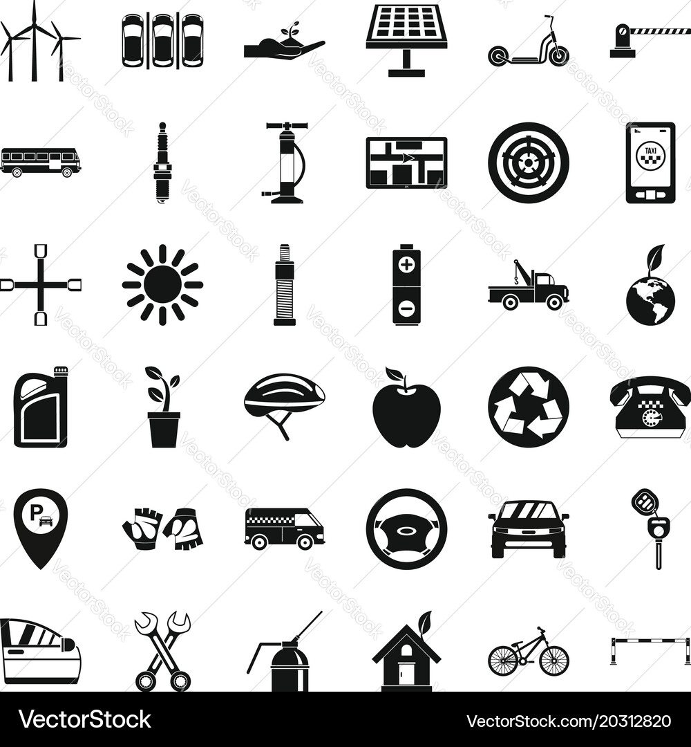 Motor pool icons set simple style Vector Image