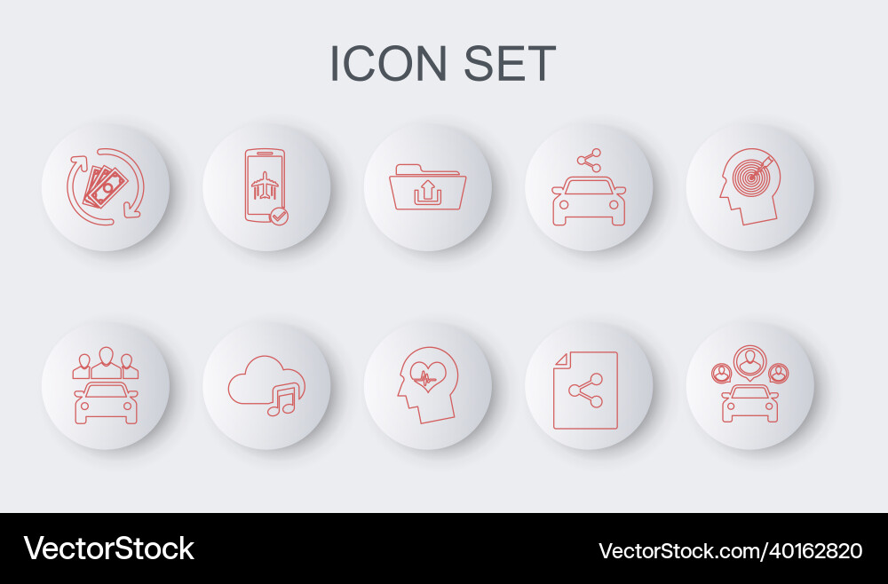 Set line car sharing folder upload share file Set line car sharing folder upload share file vector image
