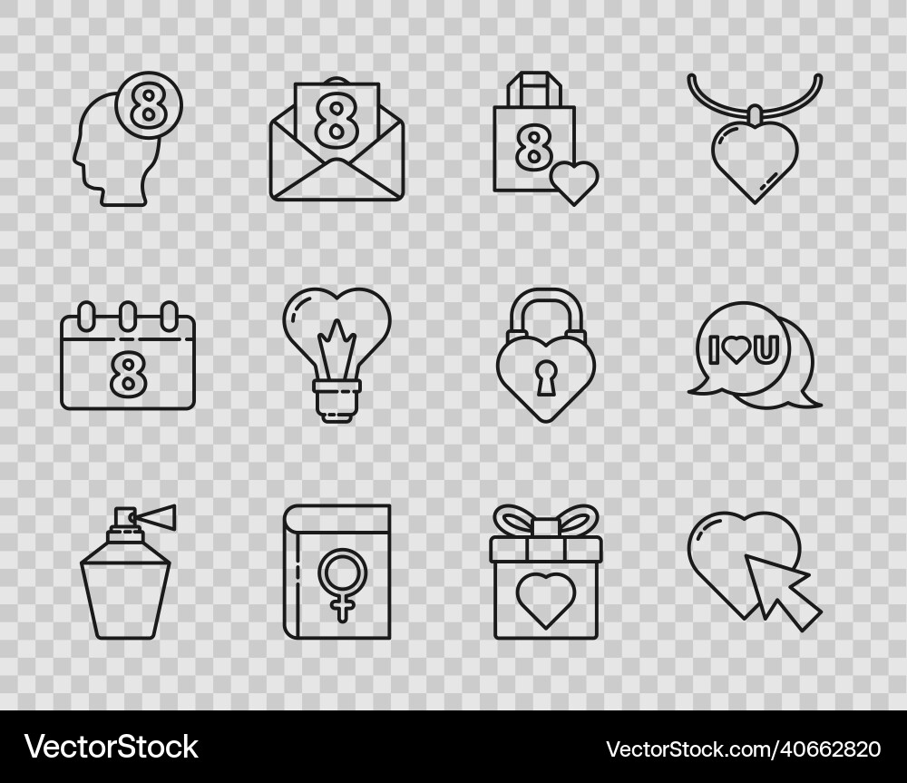 Set line perfume heart and cursor click shopping Set line perfume heart and cursor click shopping vector image
