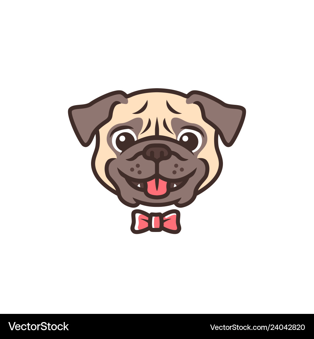 Smiling pug dog smile cartoon logo mascot vector image