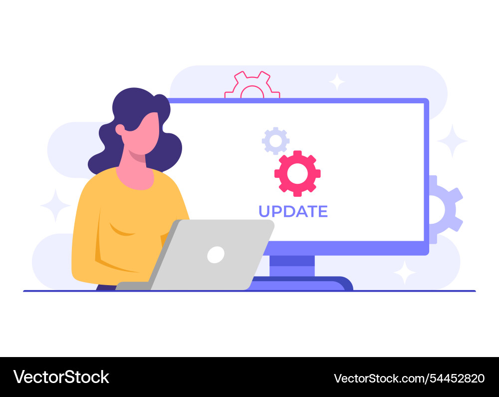 Software engineer updates operating system Software engineer updates operating system vector image