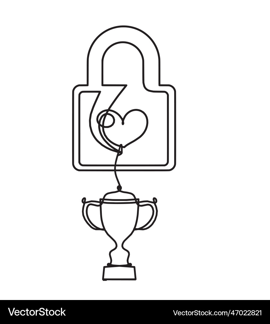 Abstract heart-lock with trophy as continuous Vector Image