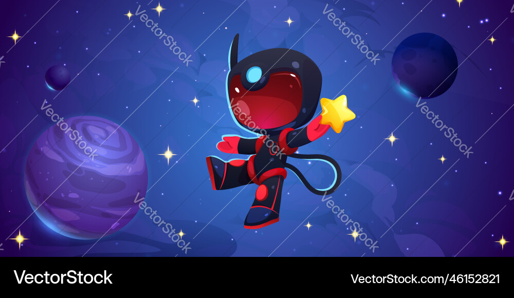 Astronaut in outer space with planets and stars Astronaut in outer space with planets and stars vector image