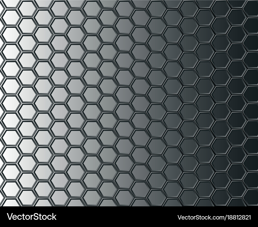 Black hexagon mesh on gray background design Vector Image