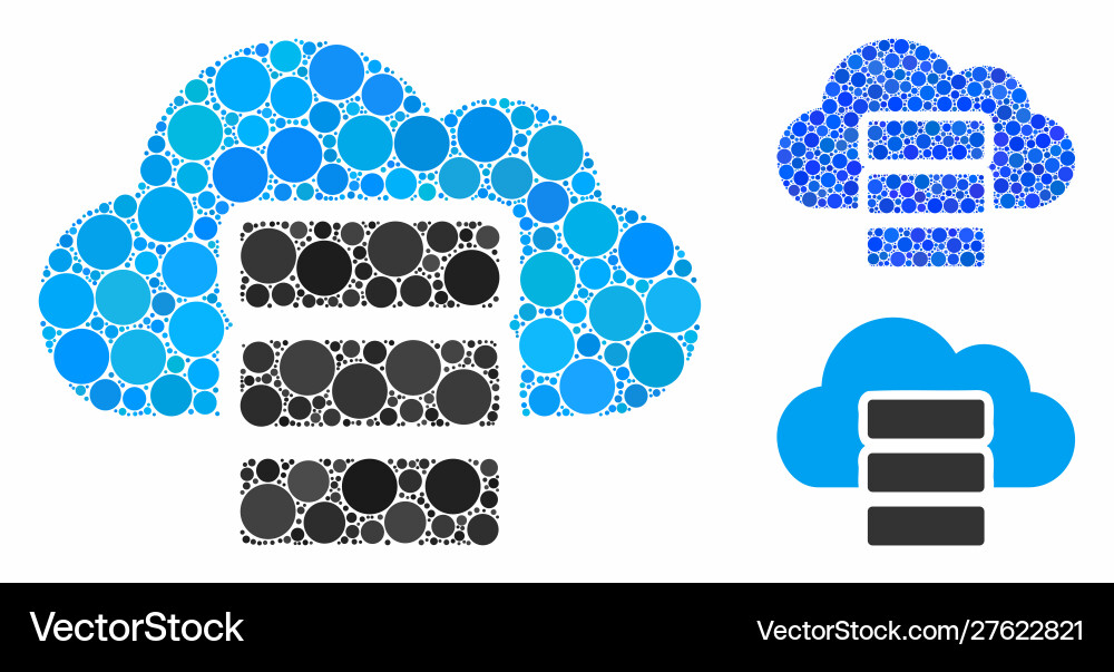 Cloud database mosaic icon circles Cloud database mosaic icon circles vector image