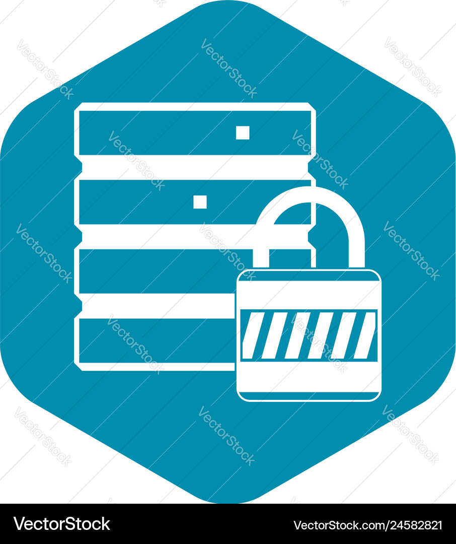 Database with padlock icon simple style Database with padlock icon simple style vector image